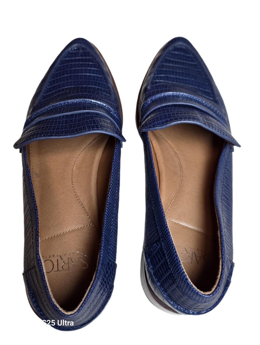 SARTO by Franco Sarto Irena Cobalt Blue Lizard Embossed Pointed Toe Leather 9 - Picture 4 of 12